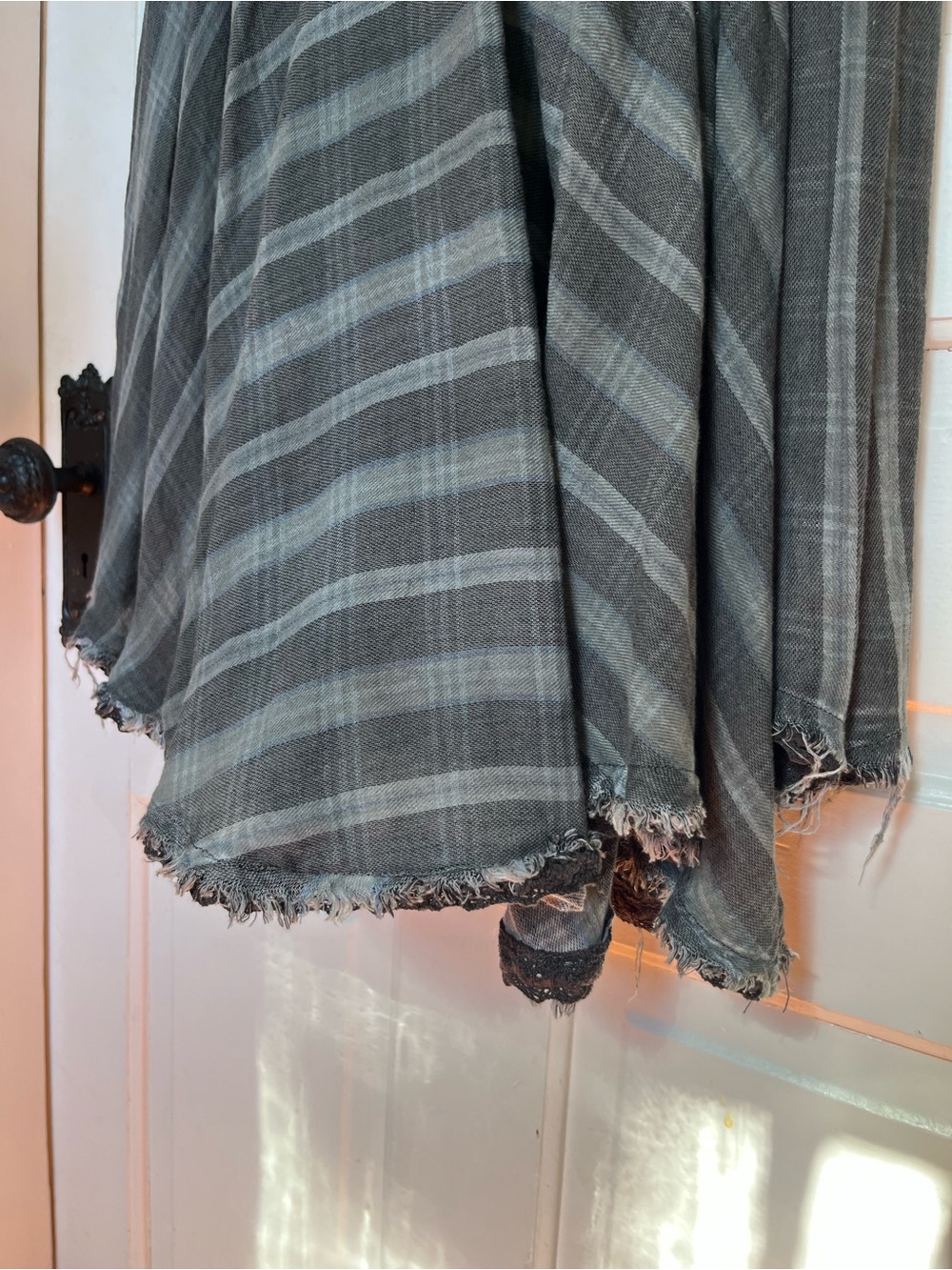 RARE Free People Voluminous Grey Striped Cotton Maxi Skirt Size 2 - Picture 3 of 9